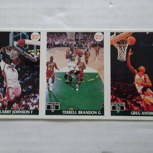 Larry Johnson, Terrell Brandon, Greg Anthony - Front Row uncut Promo Card - 1991